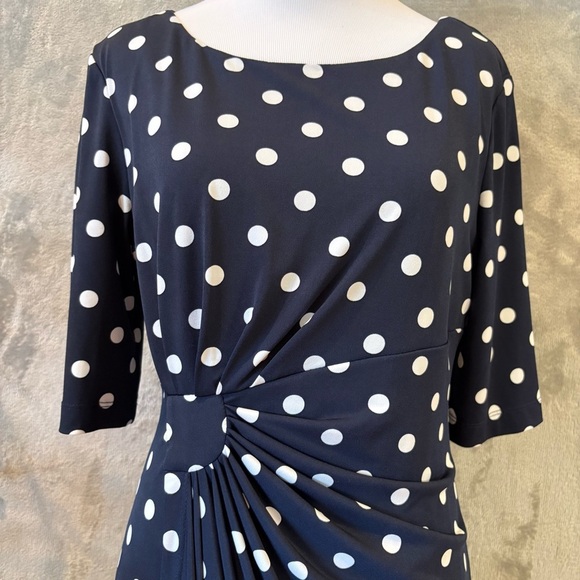 Polka-Dot Sheath Formal Stretch Dress Sz 8 - Picture 2 of 9